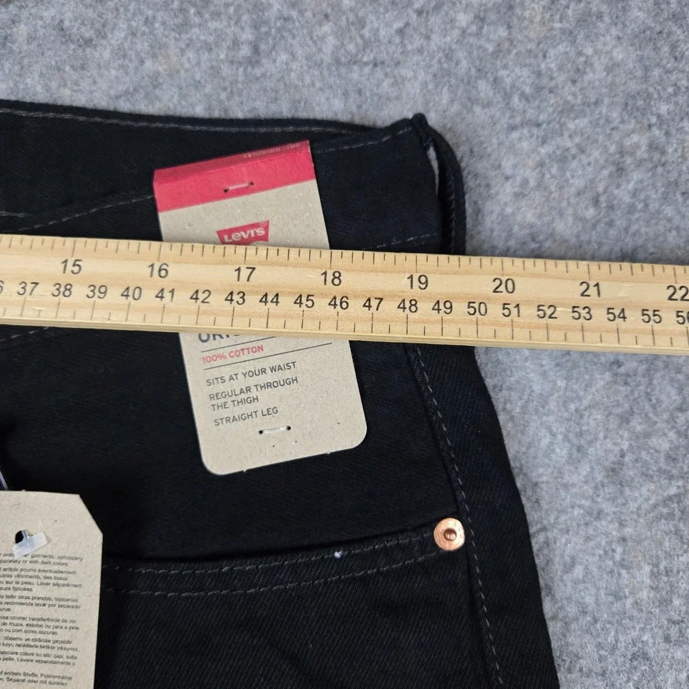 Levi's 501 Original Jeans Mens 38x32 Black Denim Straight Leg Button Fly NWT